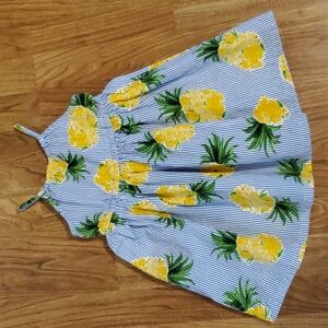 Old Navy Size 4T Dress Pineapple Print Blue White Stripe